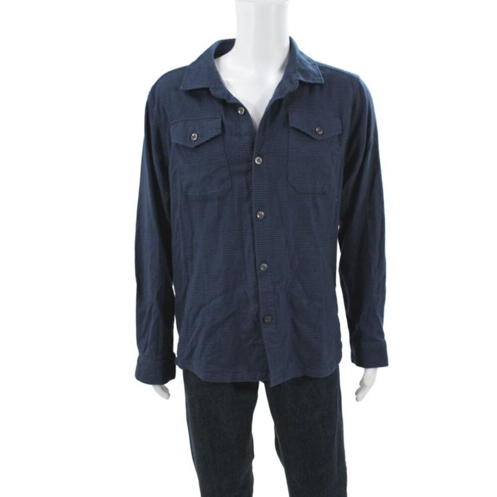 Weston Jon Boucher Mens Stripe Cotton Long Sleeve Button-Down Shirt Blue Size XL